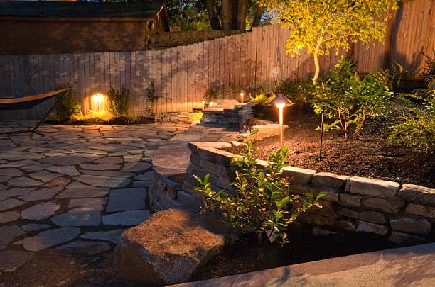 Custom Stone Patio with Landscape Design